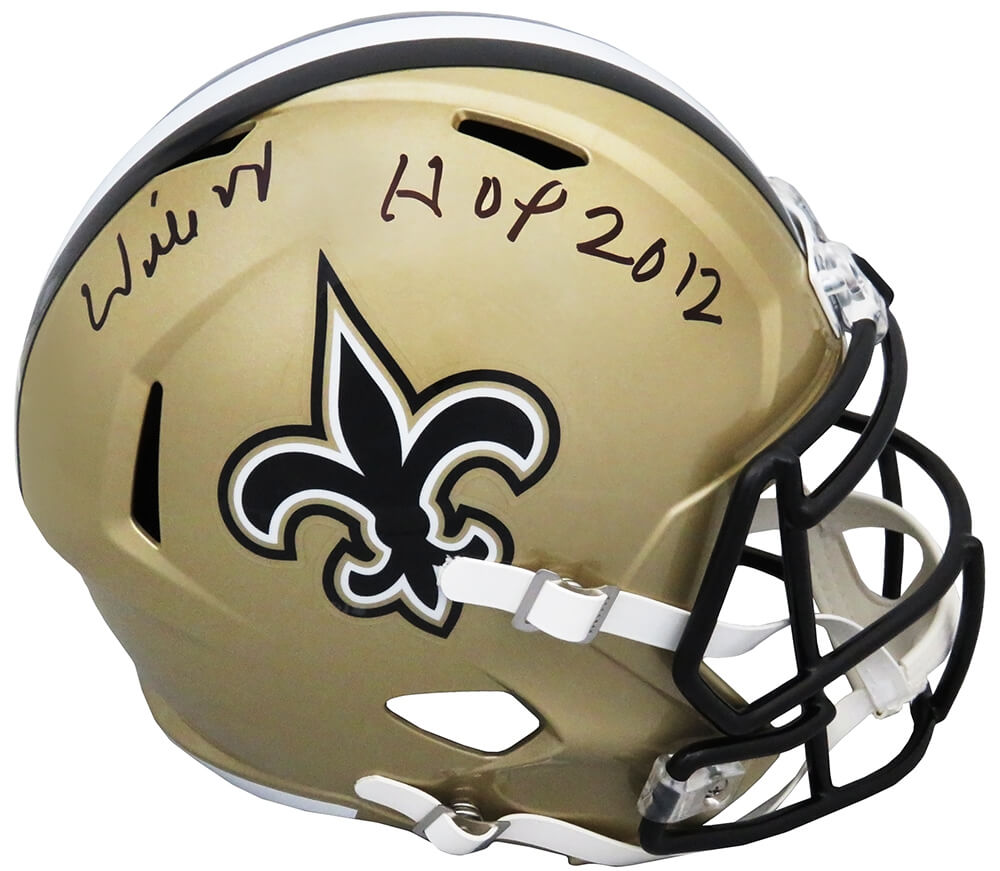 Willie Roaf Signed New Orleans Saints Riddell Full Size Speed Replica Helmet w/HOF 2012