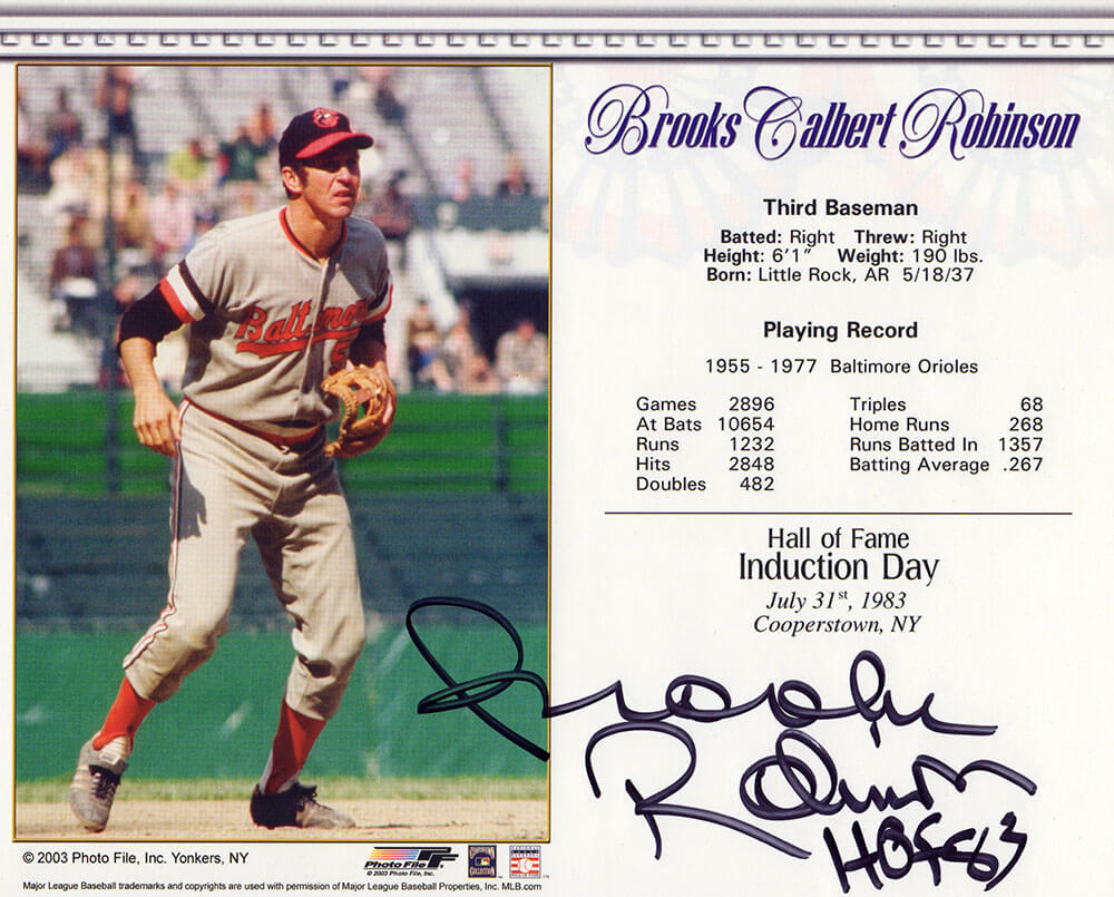 Brooks Robinson Signed Baltimore Orioles Hall of Fame Induction Day 8x10 Photo w/HOF'83
