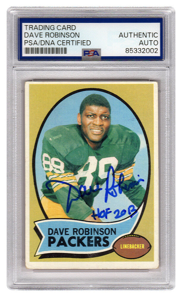 Dave Robinson Signed Green Bay Packers 1970 Topps Football Card #102 w/HOF 2013 - (PSA Encapsulated)