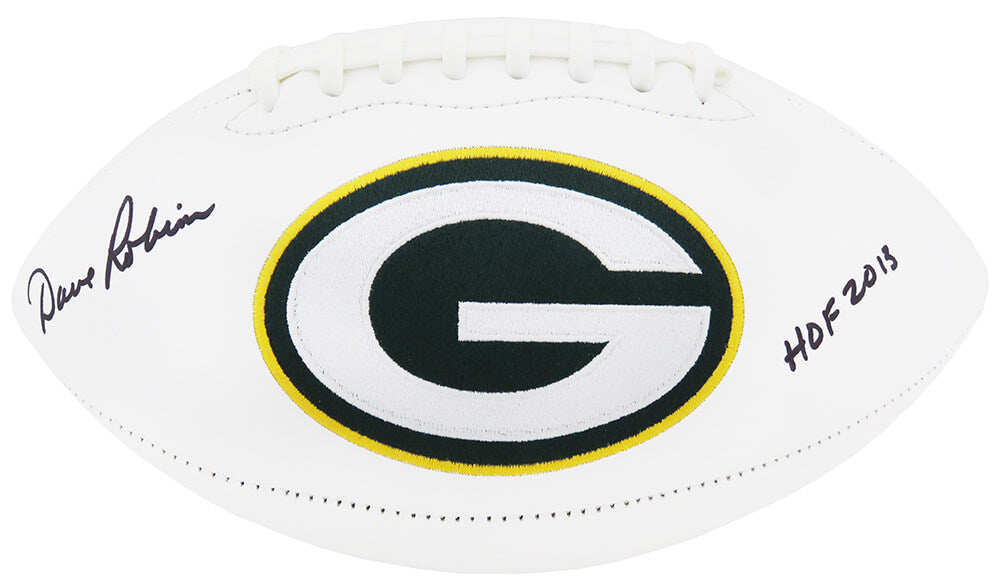 Dave Robinson Signed Jarden Green Bay Packers White Logo Football w/HOF 2013
