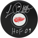 Luc Robitaille Signed Detroit Red Wings Logo Hockey Puck w/HOF'09