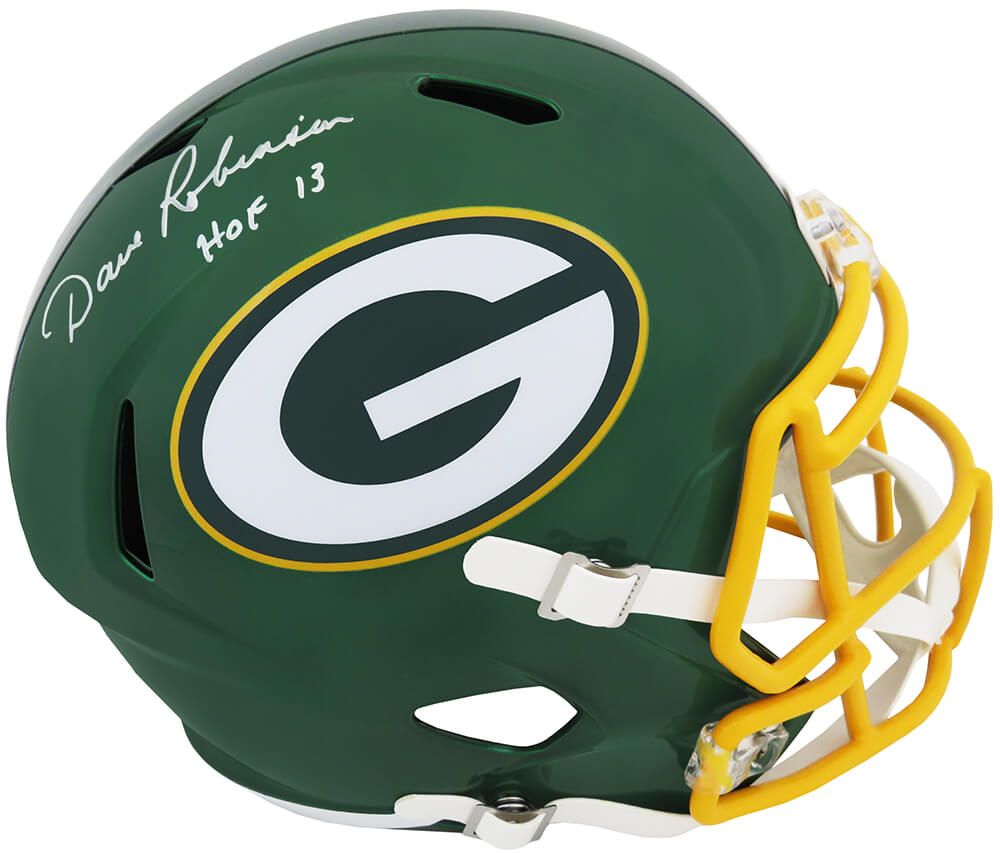 Dave Robinson Signed Green Bay Packers FLASH Riddell Full Size Speed Replica Helmet w/HOF 2013