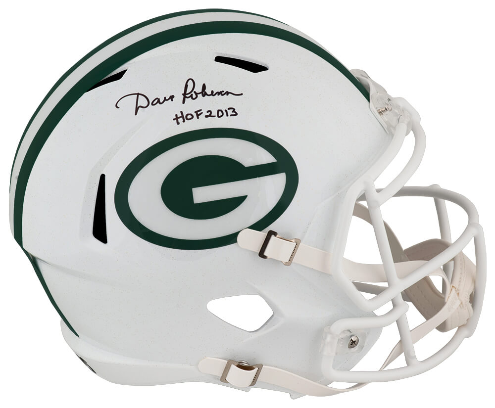 Dave Robinson Signed Green Bay Packers 2024 Alternate White Riddell Full Size Speed Replica Helmet w/HOF 2013