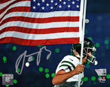 Aaron Rodgers Signed New York Jets Running With American Flag 8x10 Photo - (Fanatics)