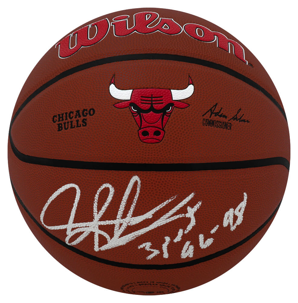 Dennis Rodman Signed Chicago Bulls Logo Wilson Alliance NBA Basketball w/3-Peat 96-98