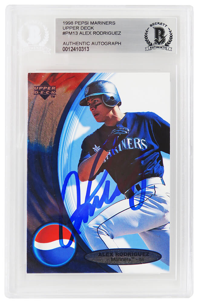 Alex Rodriguez Signed Seattle Mariners 1998 Upper Deck Pepsi Foil Baseball Card #PM13 - (Beckett Encapsulated)