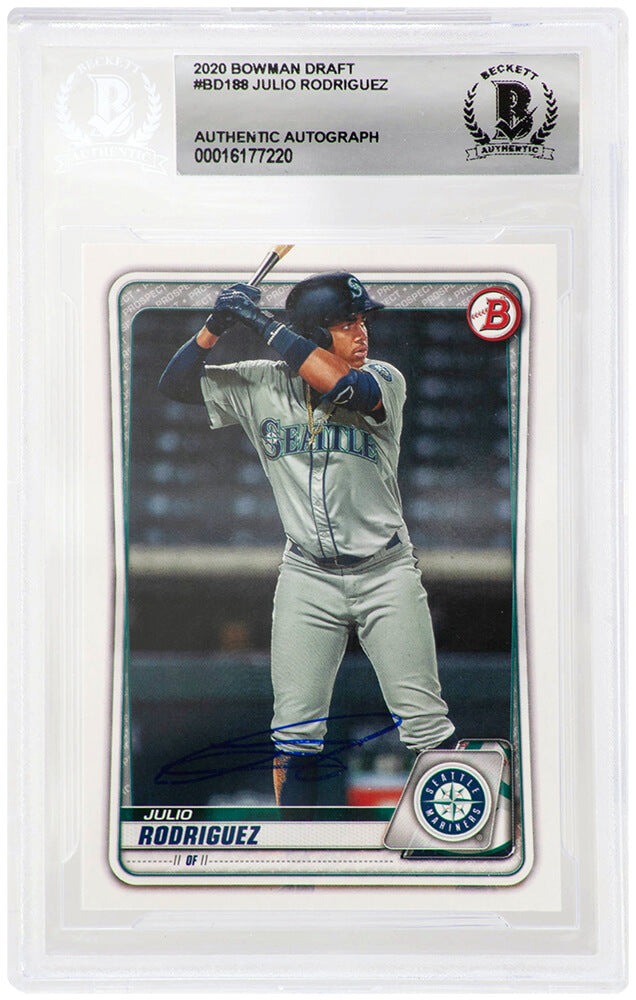 Julio Rodriguez Signed Seattle Mariners 2020 Bowman Draft Rookie Baseball Card #BD188 - (Beckett Encapsulated)