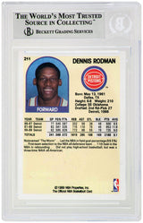 Dennis Rodman Signed Detroit Pistons 1989-90 NBA Hoops Basketball Card #211 - (Beckett Encapsulated)
