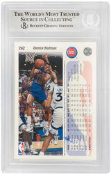 Dennis Rodman Signed Detroit Pistons 1992-93 Upper Deck Basketball Card #242 - (Beckett Encapsulated)
