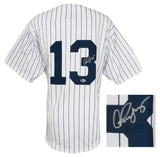 Alex Rodriguez Signed White Pinstripe Custom Baseball Jersey - (Beckett)