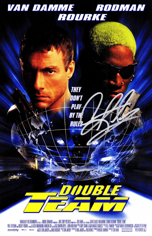 Dennis Rodman Signed Double Team 11x17 Movie Poster