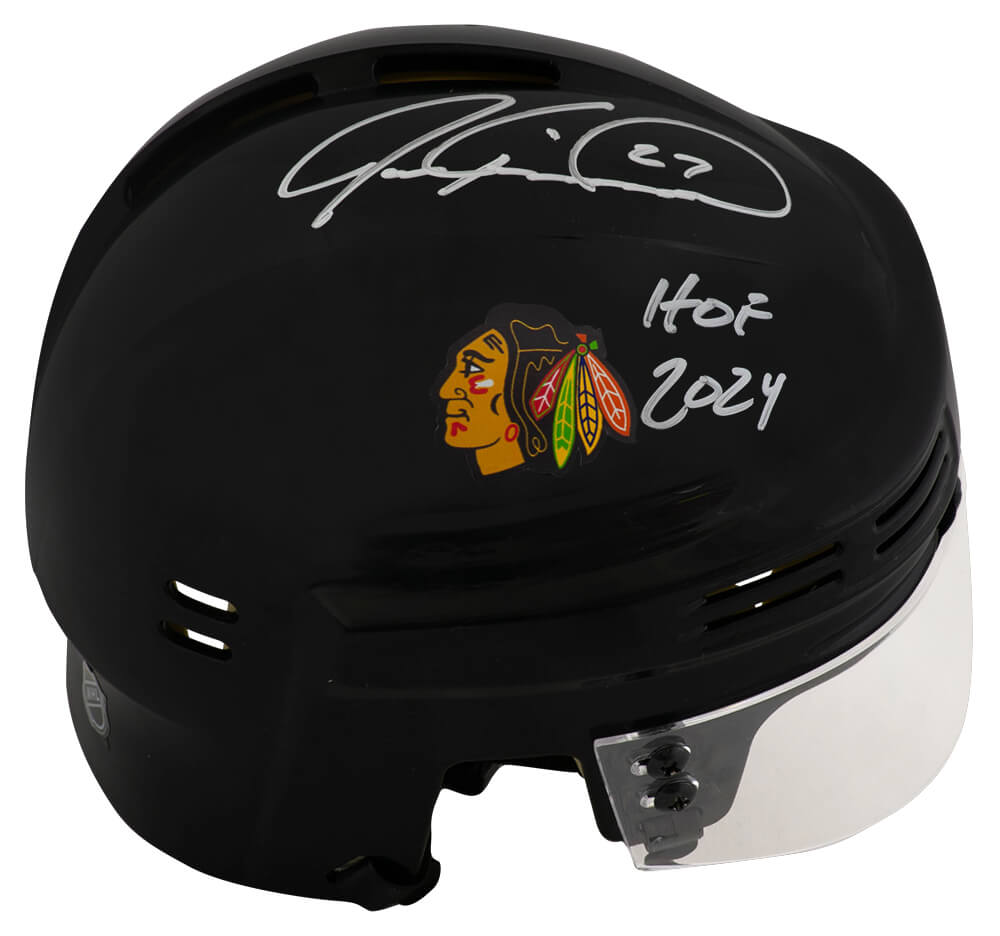 Jeremy Roenick Signed Chicago Blackhawks Black Mini Hockey Helmet w/HOF 2024