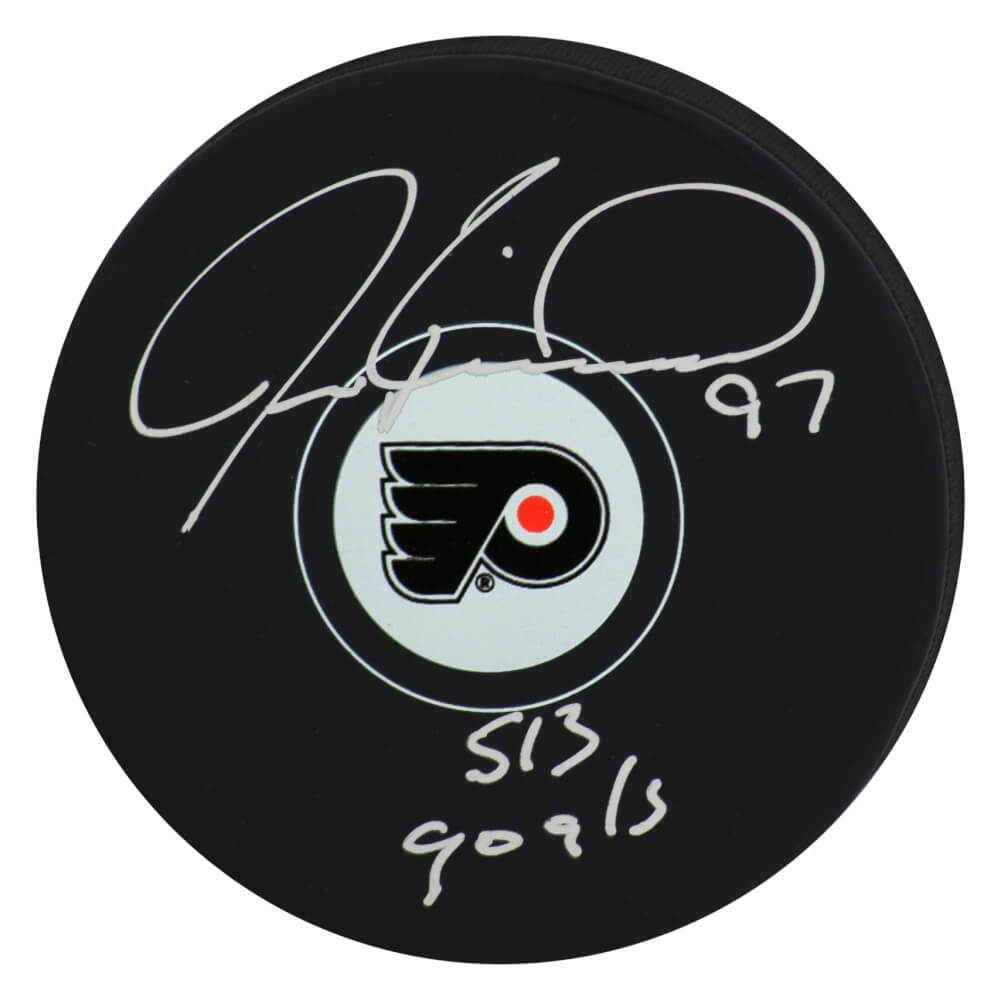 Jeremy Roenick Signed Philadelphia Flyers Logo Hockey Puck w/513 Goals