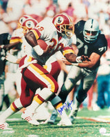 George Rogers Signed Washington Football Team B&W White Jersey Action 16x20 Photo