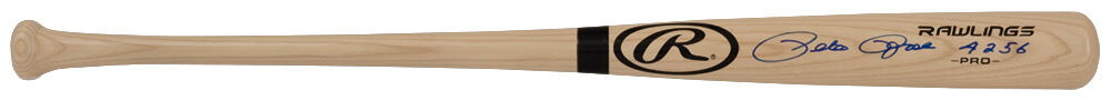Pete Rose Signed Rawlings Pro Blonde Baseball Bat w/4256 - (In Blue)