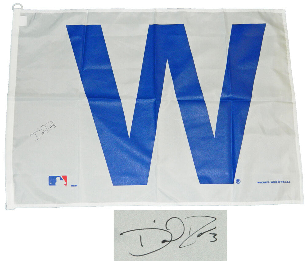 David Ross Signed Chicago Cubs 27x37 White W Flag