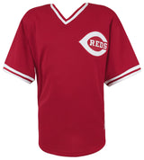 Pete Rose Signed Cincinnati Reds M&N Red Throwback 1984 Style Batting Practice Jersey w/Hit King