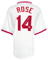 Pete Rose Signed White Throwback 'Hit King' Custom Baseball Jersey