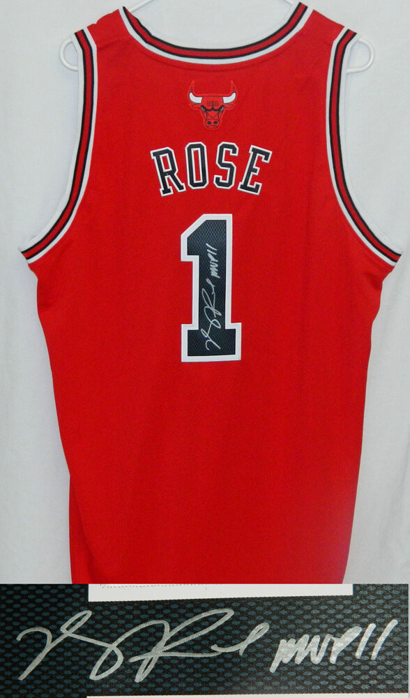 Derrick Rose Signed Bulls Red Swingman Jersey w/MVP 11