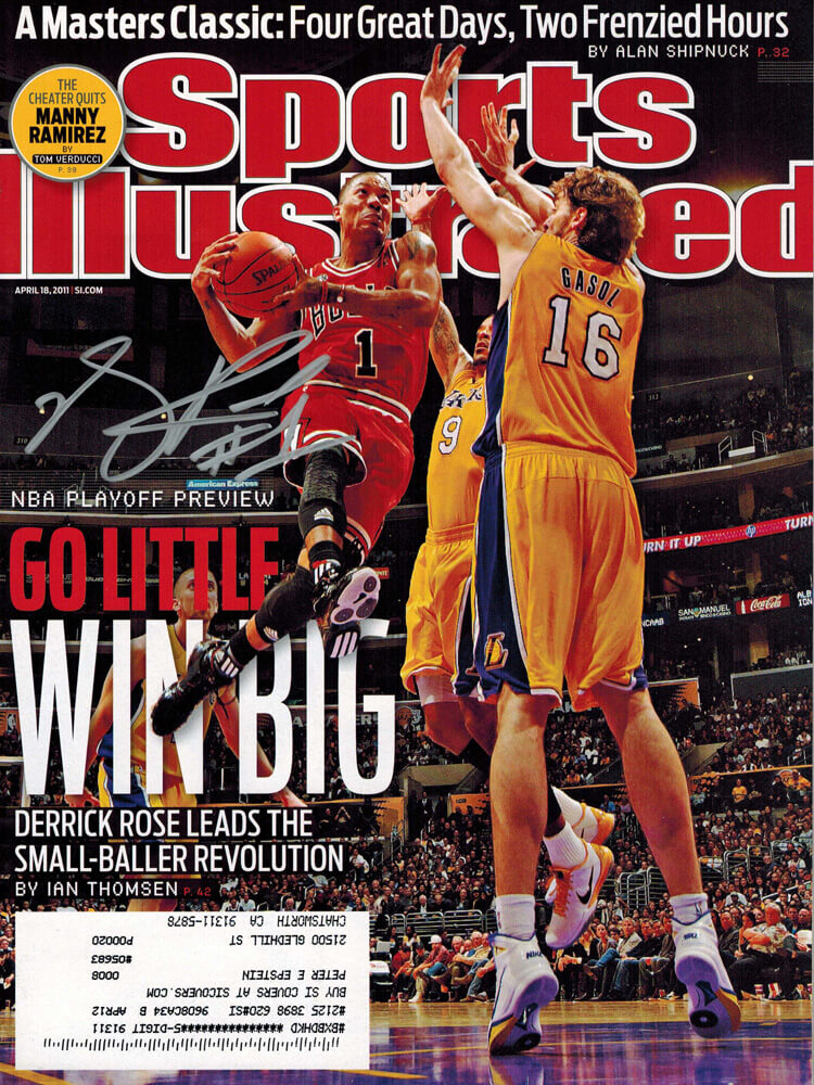 Derrick Rose Signed Bulls "Go Little Big Win" Sports Illustrated 4/18/11 - Original Magazine