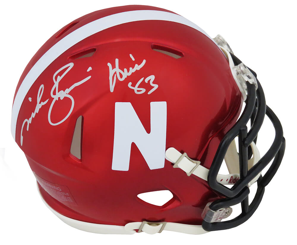 Mike Rozier Signed Nebraska Cornhuskers FLASH Riddell Speed Mini Helmet w/Heisman'83