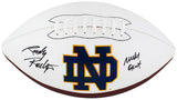 Rudy Ruettiger Signed Notre Dame Fighting Irish Logo Brands White Logo Football w/Never Quit