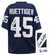 Rudy Ruettiger Signed Navy Throwback Custom Football Jersey w/Go Irish