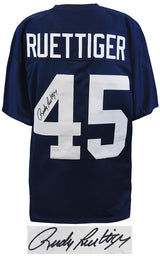 Rudy Ruettiger Signed Navy T/B Custom Football Jersey