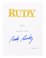 Rudy Ruettiger Signed Rudy Movie Script Cover Page