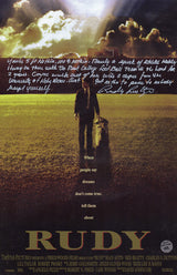 Rudy Ruettiger Signed Rudy 1117 Movie Poster w/Full Quote (In White)