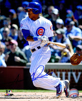 Addison Russell Signed Chicago Cubs Swinging Action 8x10 Photo