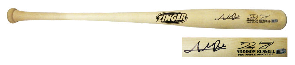 Addison Russell Signed Zinger X-Series Pro Maple Game Model Name Engraved Baseball Bat