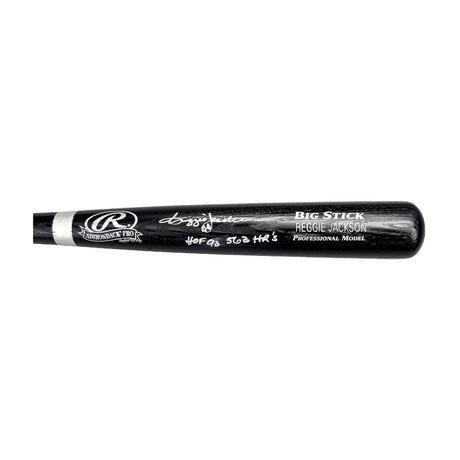 Reggie Jackson Signed Inscription Rawlings Baseball Bat New York Yankees