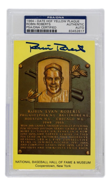 Robin Roberts Signed Slabbed Phillies Hall of Fame Plaque Postcard PSA/DNA - Sports Integrity