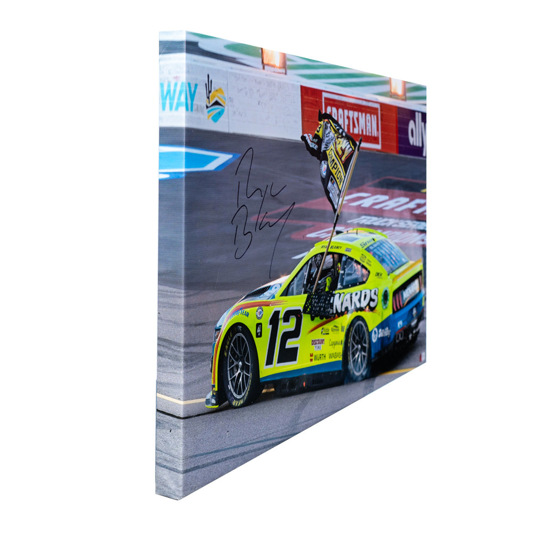 Ryan Blaney Signed 2023 NASCAR Cup Championship Celebration 20x32 Gallery Wrapped Photo on SpeedCanvas (PA)