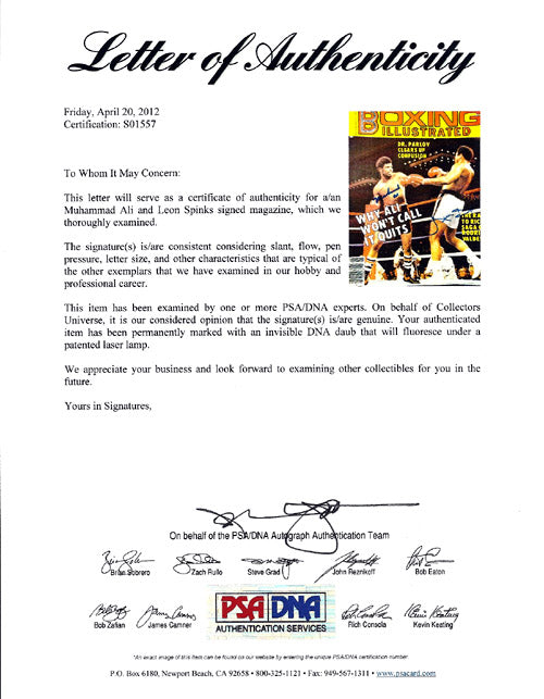 Muhammad Ali & Leon Spinks Autographed Boxing Illustrated Magazine Cover PSA/DNA #S01557