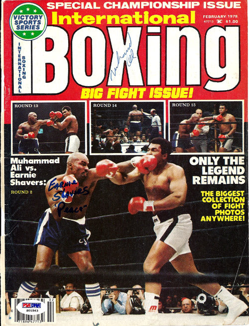 Muhammad Ali & Earnie Shavers Autographed International Boxing Magazine Cover PSA/DNA #S01563