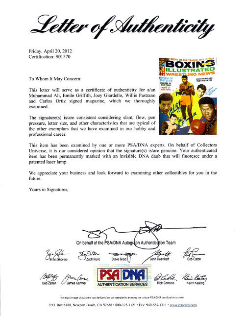 Muhammad Ali, Emile Griffith, Joey Giardello, Willie Pastrano & Carlos Ortiz Autographed Boxing Illustrated Magazine Cover PSA/DNA #S01570
