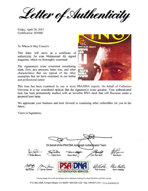 Muhammad Ali Autographed The Ring Magazine Cover PSA/DNA #S01666