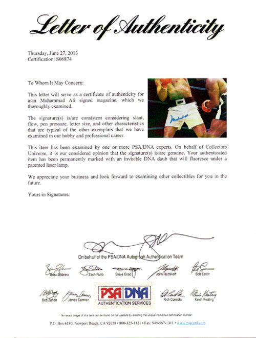 Muhammad Ali Autographed Sports Illustrated Magazine PSA/DNA #S06874