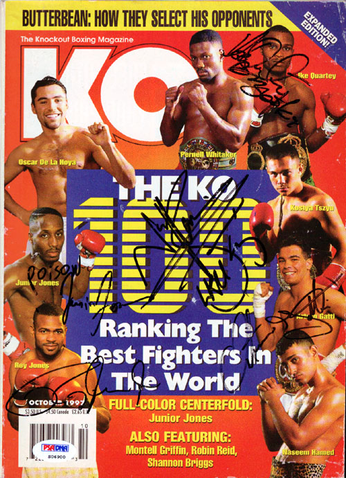 Arturo Gatti, Roy Jones Jr, Ike Quartey & Junior Jones Autographed KO Boxing Magazine PSA/DNA #S06900