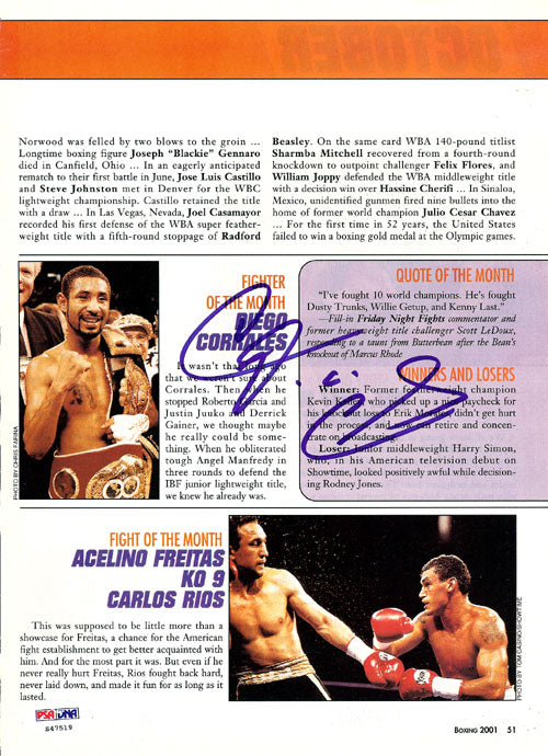 Diego Corrales Autographed Magazine Page Photo PSA/DNA #S47519