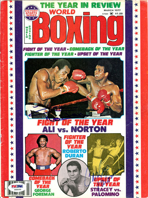 Ken Norton & Carlos Palomino Autographed Boxing World Magazine Cover PSA/DNA #S48569