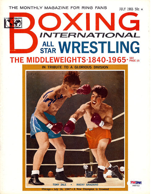 Tony Zale Autographed International Boxing Magazine Cover PSA/DNA #S48752