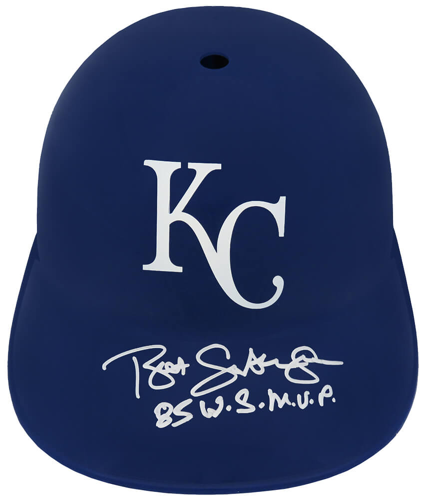 Bret Saberhagen Signed Kansas City Royals Souvenir Replica Baseball Batting Helmet w/85 WS MVP