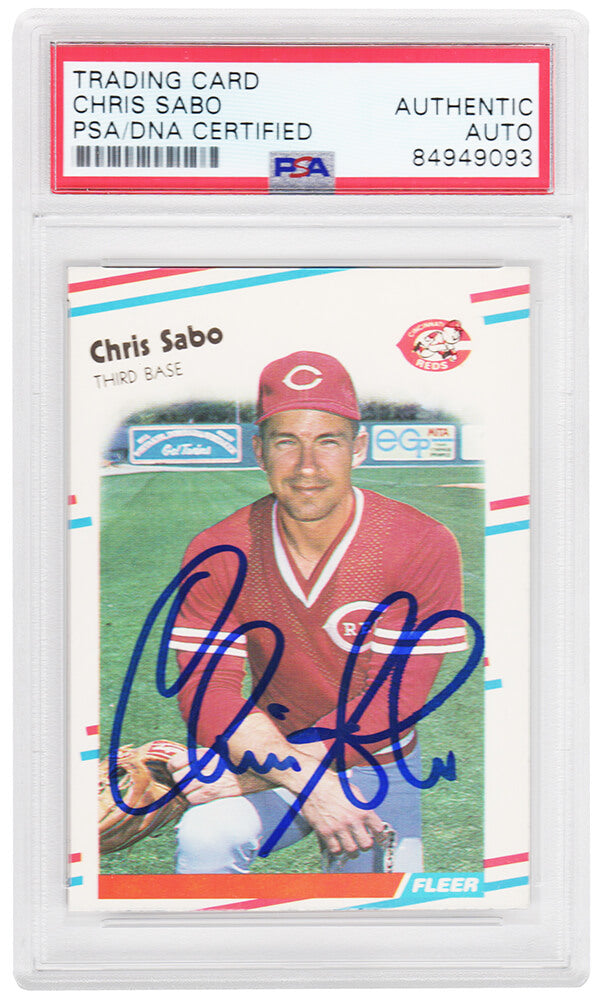 Chris Sabo Signed Cincinnati Reds 1988 Fleer Update Rookie Baseball Card #U-87 - (PSA Encapsulated)