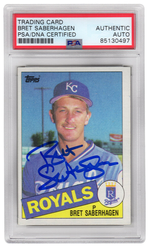 Bret Saberhagen Signed Kansas City Royals 1985 Topps Rookie Baseball Trading Card #23 - (PSA/DNA Encapsulated)