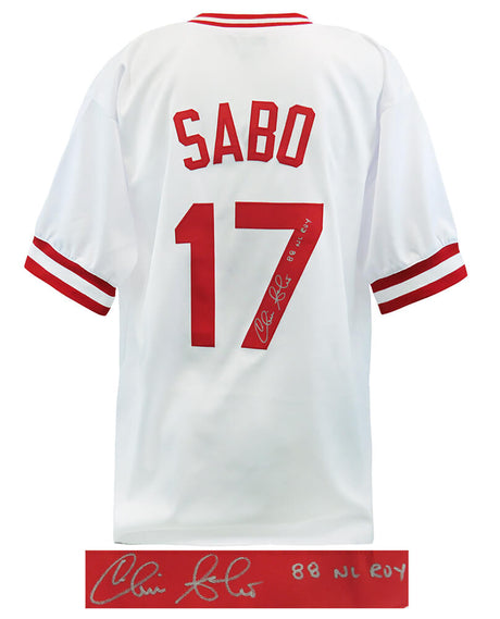 Chris Sabo Signed White Custom Baseball Jersey w/88 NL ROY