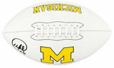 Mike Sainristil Signed Michigan Wolverines Logo Brands White Logo Football