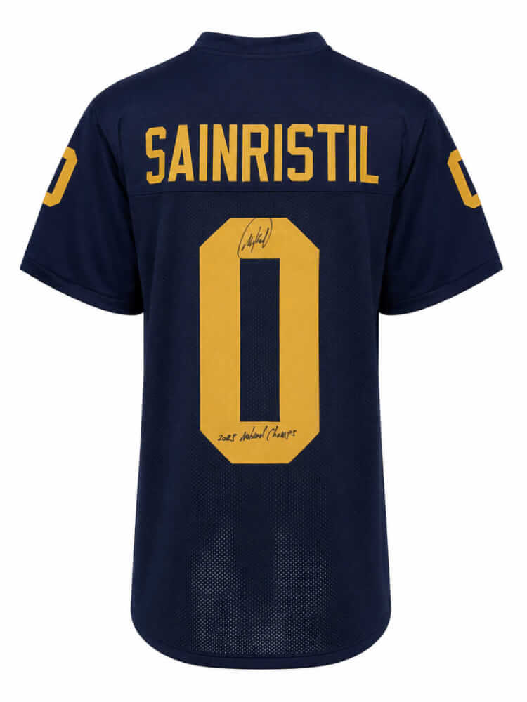 Mike Sainristil Signed Navy Custom College Football Jersey w/2023 National Champs